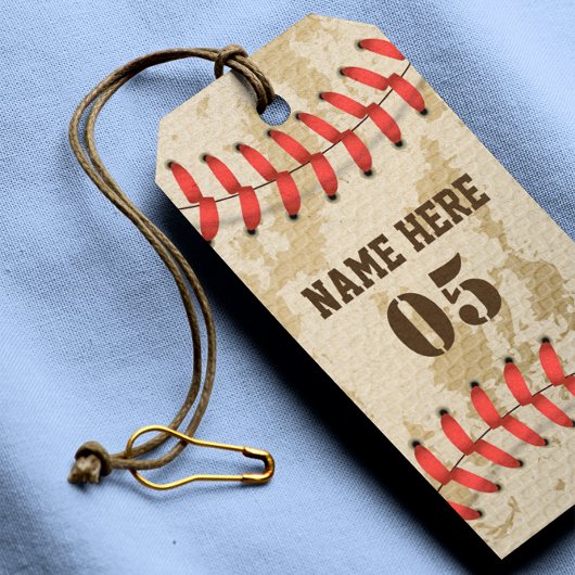 Personalisierte Vintage Baseballnummer Retro Geschenkanhänger