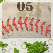 Personalisierte Vintage Baseballnummer Retro Geschirrtuch (Gefaltet)