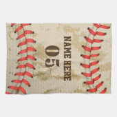 Personalisierte Vintage Baseballnummer Retro Geschirrtuch (Horizontal)