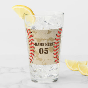 Personalisierte Vintage Baseballnummer Retro Glas