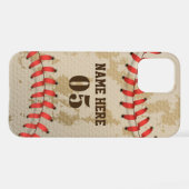 Personalisierte Vintage Baseballnummer Retro iPhone Hülle (Rückseite (Horizontal))