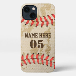 Personalisierte Vintage Baseballnummer Retro iPhone 13 Hülle