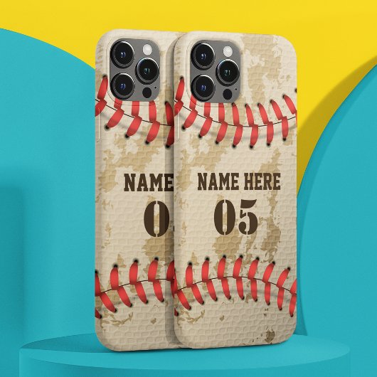 Personalisierte Vintage Baseballnummer Retro iPhone Hülle