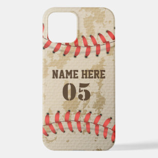 Personalisierte Vintage Baseballnummer Retro iPhone 12 Hülle