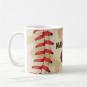 Personalisierte Vintage Baseballnummer Retro Kaffeetasse (Links)