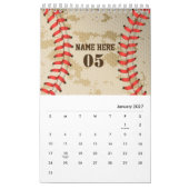Personalisierte Vintage Baseballnummer Retro Kalender (Jan 2027)