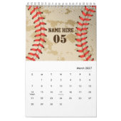 Personalisierte Vintage Baseballnummer Retro Kalender (Mär 2027)