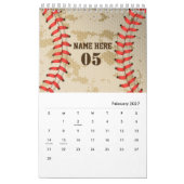 Personalisierte Vintage Baseballnummer Retro Kalender (Feb 2027)