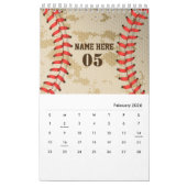 Personalisierte Vintage Baseballnummer Retro Kalender (Feb 2026)