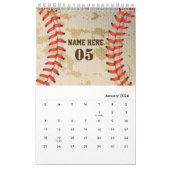 Personalisierte Vintage Baseballnummer Retro Kalender (Jan 2026)