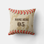 Personalisierte Vintage Baseballnummer Retro Kissen (Rückseite)