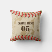 Personalisierte Vintage Baseballnummer Retro Kissen (Vorderseite)