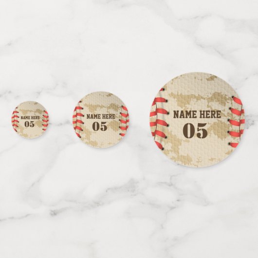 Personalisierte Vintage Baseballnummer Retro Konfetti (Vorderseiten)