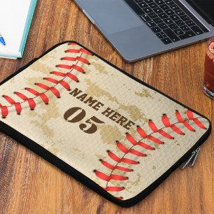 Personalisierte Vintage Baseballnummer Retro Laptopschutzhülle