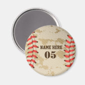 Personalisierte Vintage Baseballnummer Retro Magnet (Vorderseite/Rückseite)