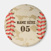 Personalisierte Vintage Baseballnummer Retro Magnet (Vorne)