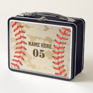 Personalisierte Vintage Baseballnummer Retro Metall Brotdose