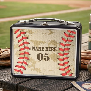 Personalisierte Vintage Baseballnummer Retro Metall Brotdose