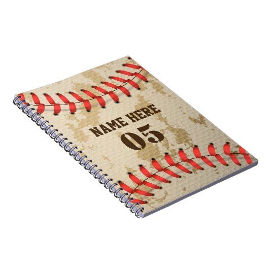 Personalisierte Vintage Baseballnummer Retro Notizblock (Rechte Seite)