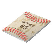 Personalisierte Vintage Baseballnummer Retro Notizblock (Rotiert)