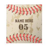 Personalisierte Vintage Baseballnummer Retro Notizblock (Vorderseite)