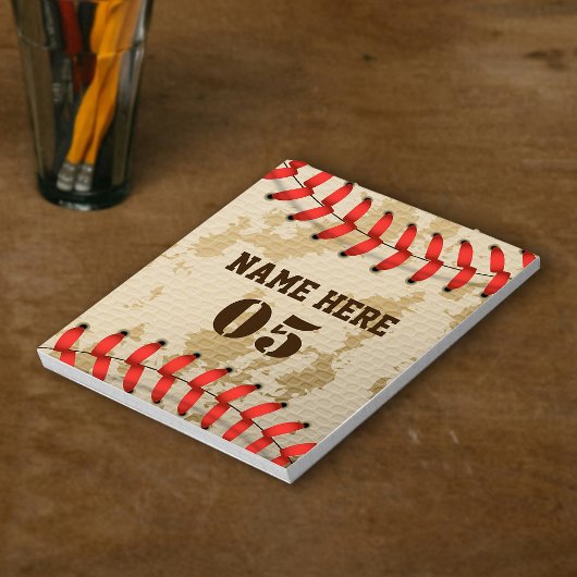 Personalisierte Vintage Baseballnummer Retro Notizblock