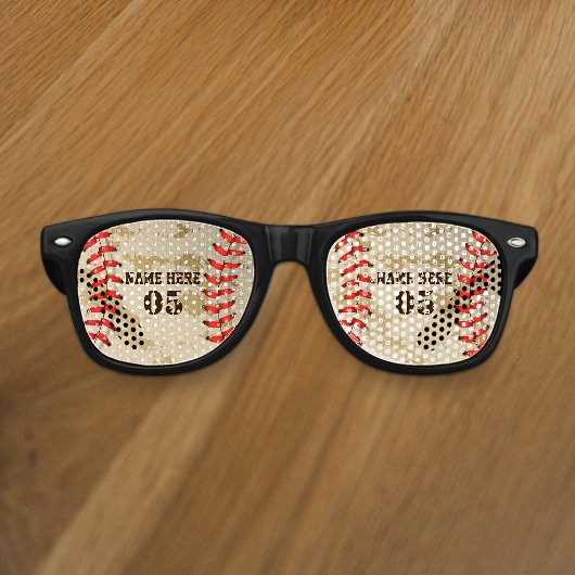 Personalisierte Vintage Baseballnummer Retro Partybrille