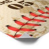 Personalisierte Vintage Baseballnummer Retro Poster (Ecke)
