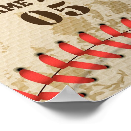 Personalisierte Vintage Baseballnummer Retro Poster (Ecke)