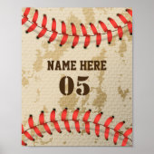 Personalisierte Vintage Baseballnummer Retro Poster (Vorne)