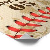 Personalisierte Vintage Baseballnummer Retro Poster (Ecke)