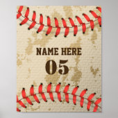 Personalisierte Vintage Baseballnummer Retro Poster (Vorne)