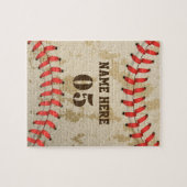 Personalisierte Vintage Baseballnummer Retro Puzzle (Horizontal)
