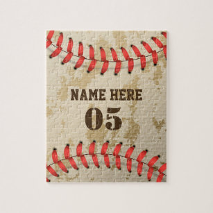 Personalisierte Vintage Baseballnummer Retro Puzzle