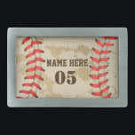 Personalisierte Vintage Baseballnummer Retro Rechteckige Gürtelschnalle<br><div class="desc">Personalisiertes Vintages Retro-Design mit Baseball-Namen kann gut für Sie sein,  wenn Sie Baseball Liebe. Oder es könnte ein großartiges Geschenk für diejenigen sein,  die Baseball Lieben haben.</div>