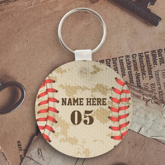 Personalisierte Vintage Baseballnummer Retro Schlüsselanhänger