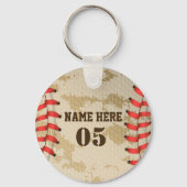 Personalisierte Vintage Baseballnummer Retro Schlüsselanhänger (Vorderseite)