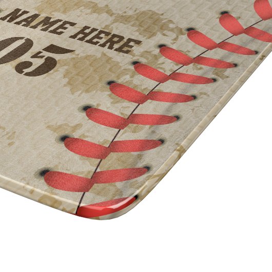 Personalisierte Vintage Baseballnummer Retro Schneidebrett (Ecke)