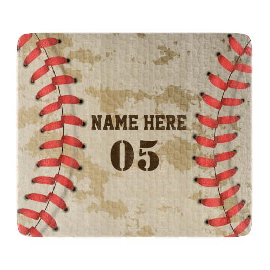 Personalisierte Vintage Baseballnummer Retro Schneidebrett (Vorderseite)