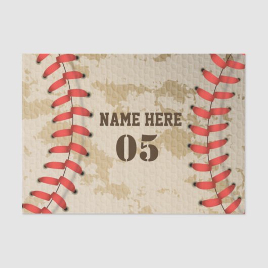 Personalisierte Vintage Baseballnummer Retro Seidenpapier (Vorderseite)