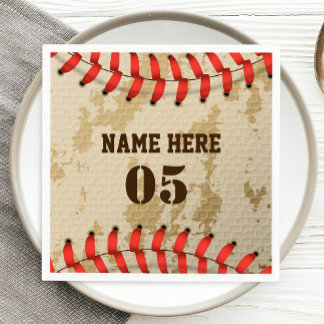 Personalisierte Vintage Baseballnummer Retro Serviette