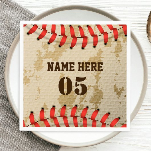Personalisierte Vintage Baseballnummer Retro Serviette