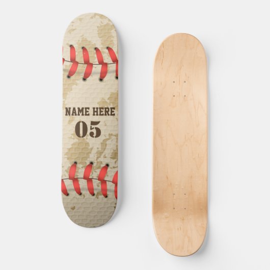 Personalisierte Vintage Baseballnummer Retro Skateboard (Vorderseite)