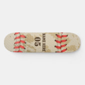 Personalisierte Vintage Baseballnummer Retro Skateboard (Horizontal)