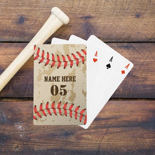 Personalisierte Vintage Baseballnummer Retro Spielkarten