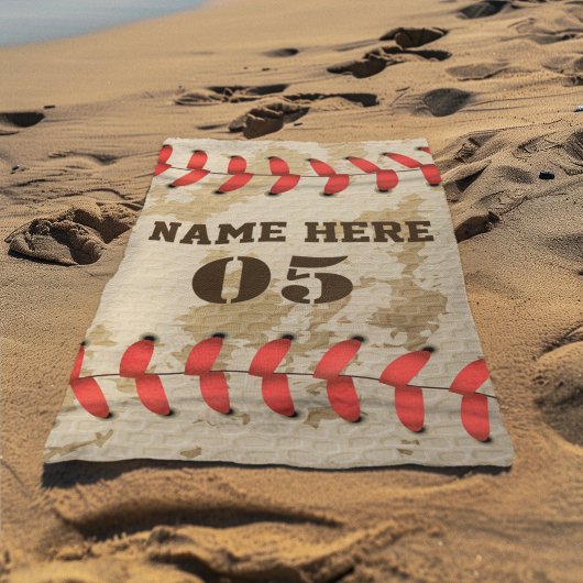 Personalisierte Vintage Baseballnummer Retro Strandtuch