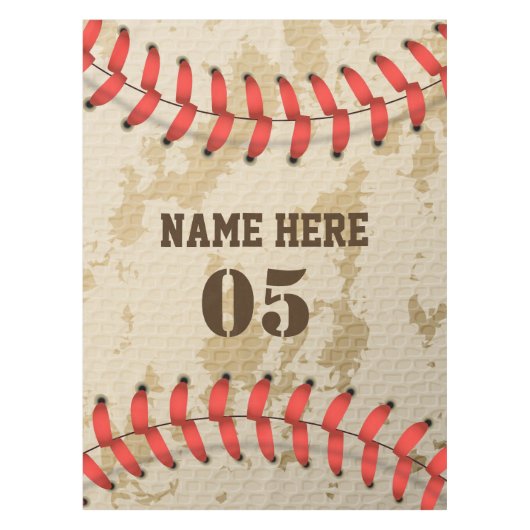 Personalisierte Vintage Baseballnummer Retro Tischdecke (Vorderseite)