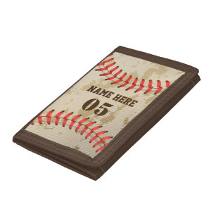 Personalisierte Vintage Baseballnummer Retro Tri-fold Geldbeutel