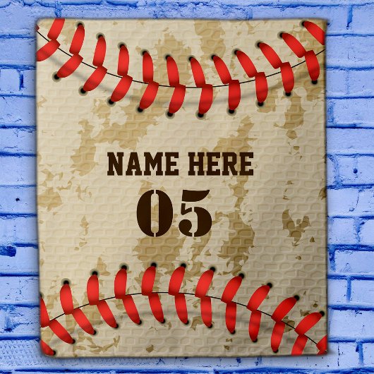 Personalisierte Vintage Baseballnummer Retro Wandteppich