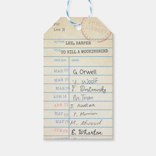 Personalisierte Vintage Bibliothek Geschenkanhänger (Vorderseite)